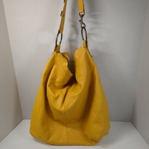 Yellow Leather Hobo Bag
